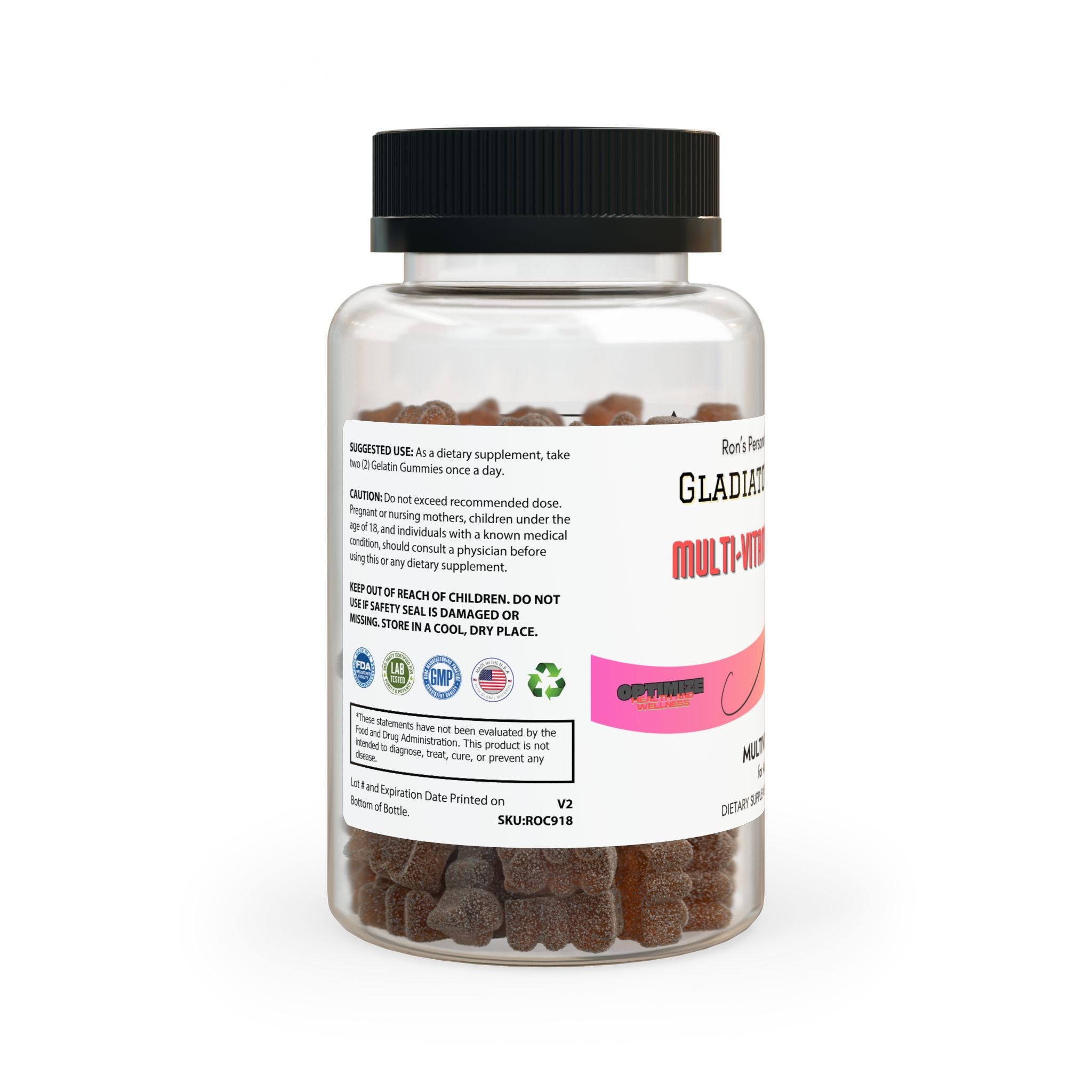 Gladiator Series Multivitamin Strawberry Gummies for Adults (60 Gummies)