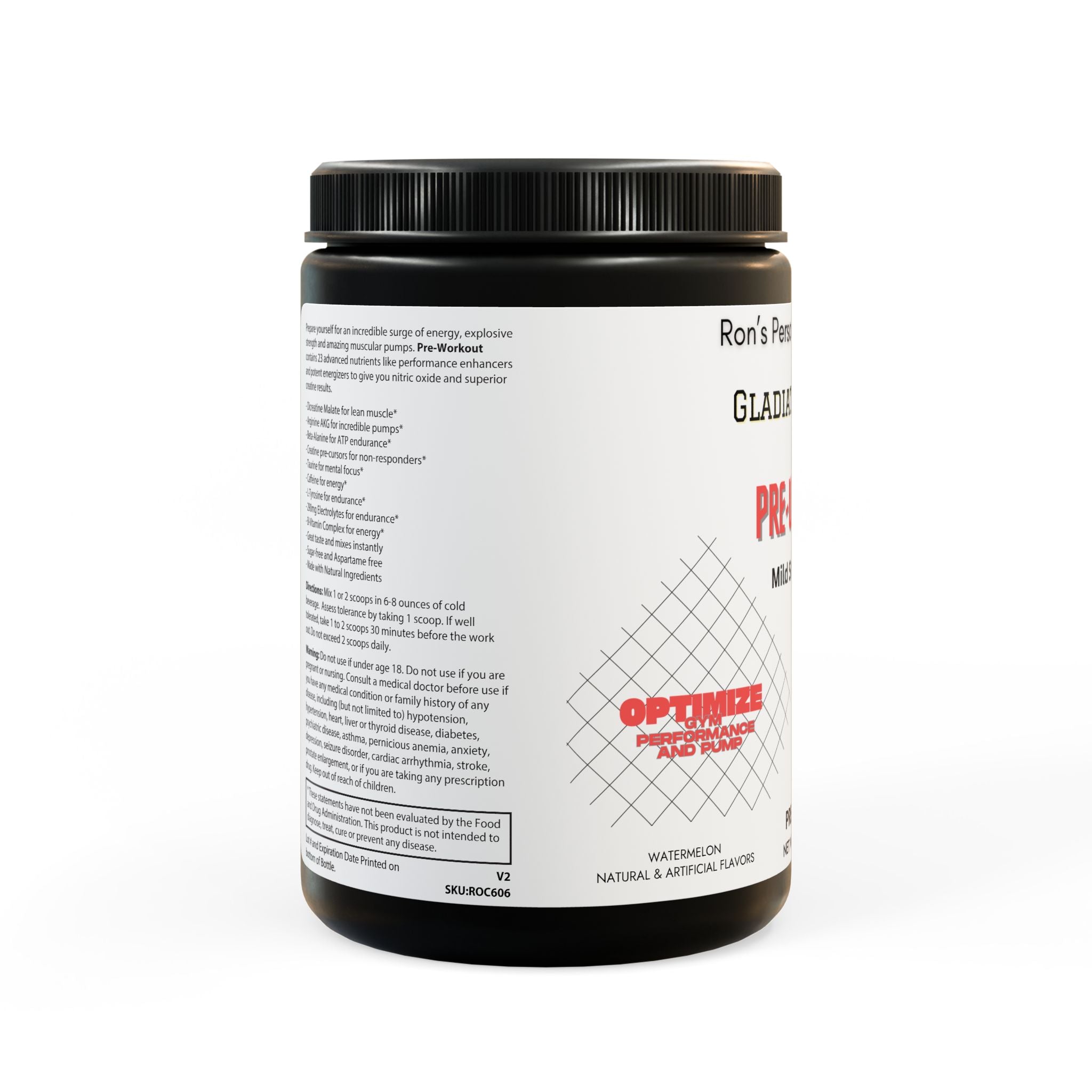 Gladiator Series Pre-Workout Supplement, Watermelon (300g, 10.58oz)