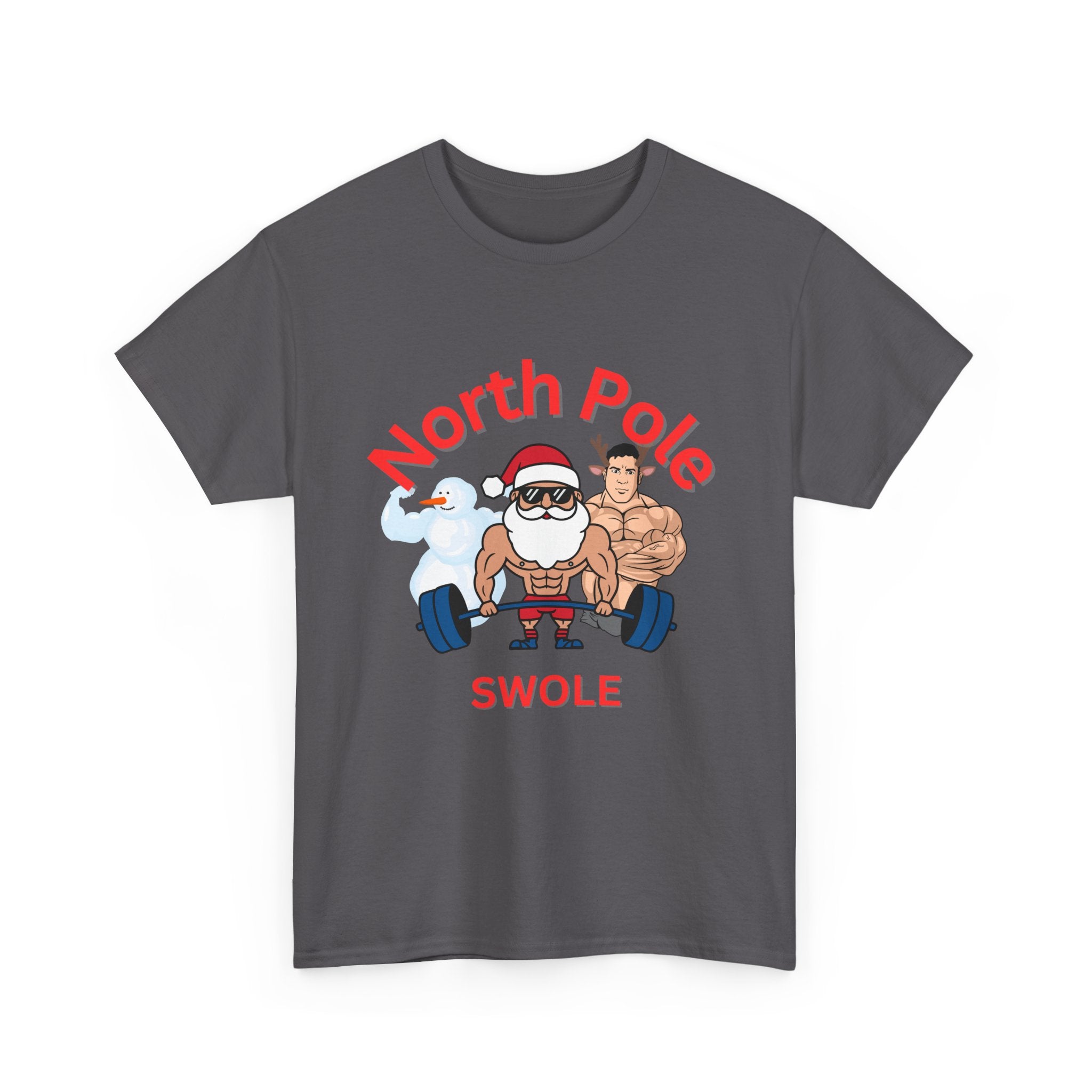 Funny North Pole Swole Gym Shirt Unisex Heavy Cotton Tee