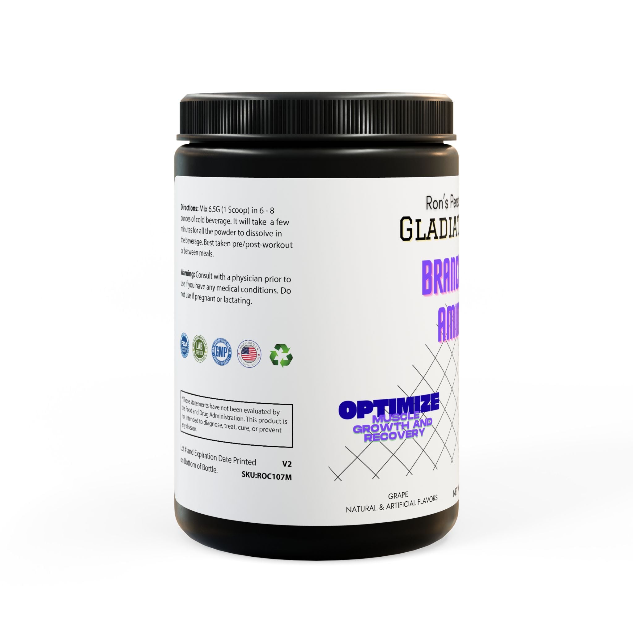 Gladiator Series BCAA Supplement, Grape (325g, 11.46oz, 50 servings)