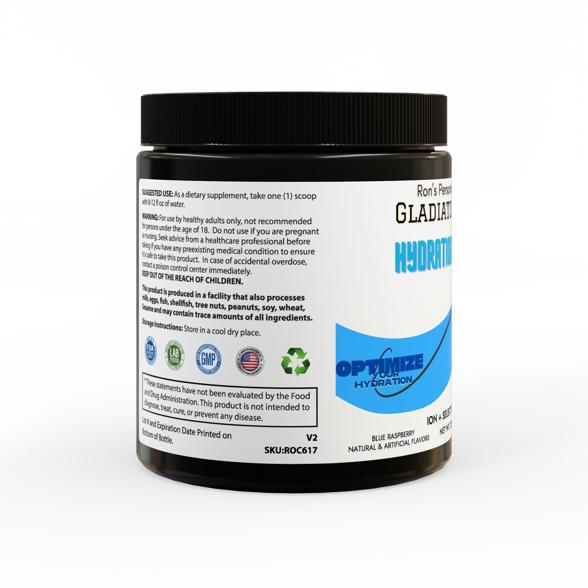 Gladiator Series Hydration ION + Select Electrolyte Supplement (225g, 7.9oz)