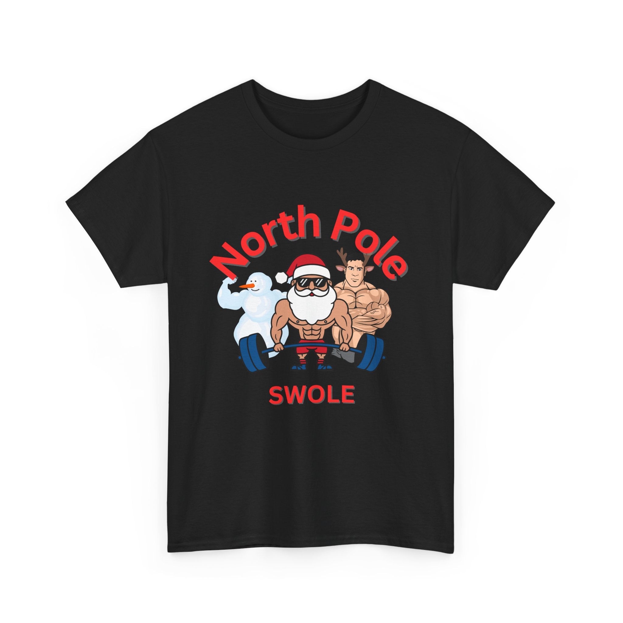 Funny North Pole Swole Gym Shirt Unisex Heavy Cotton Tee