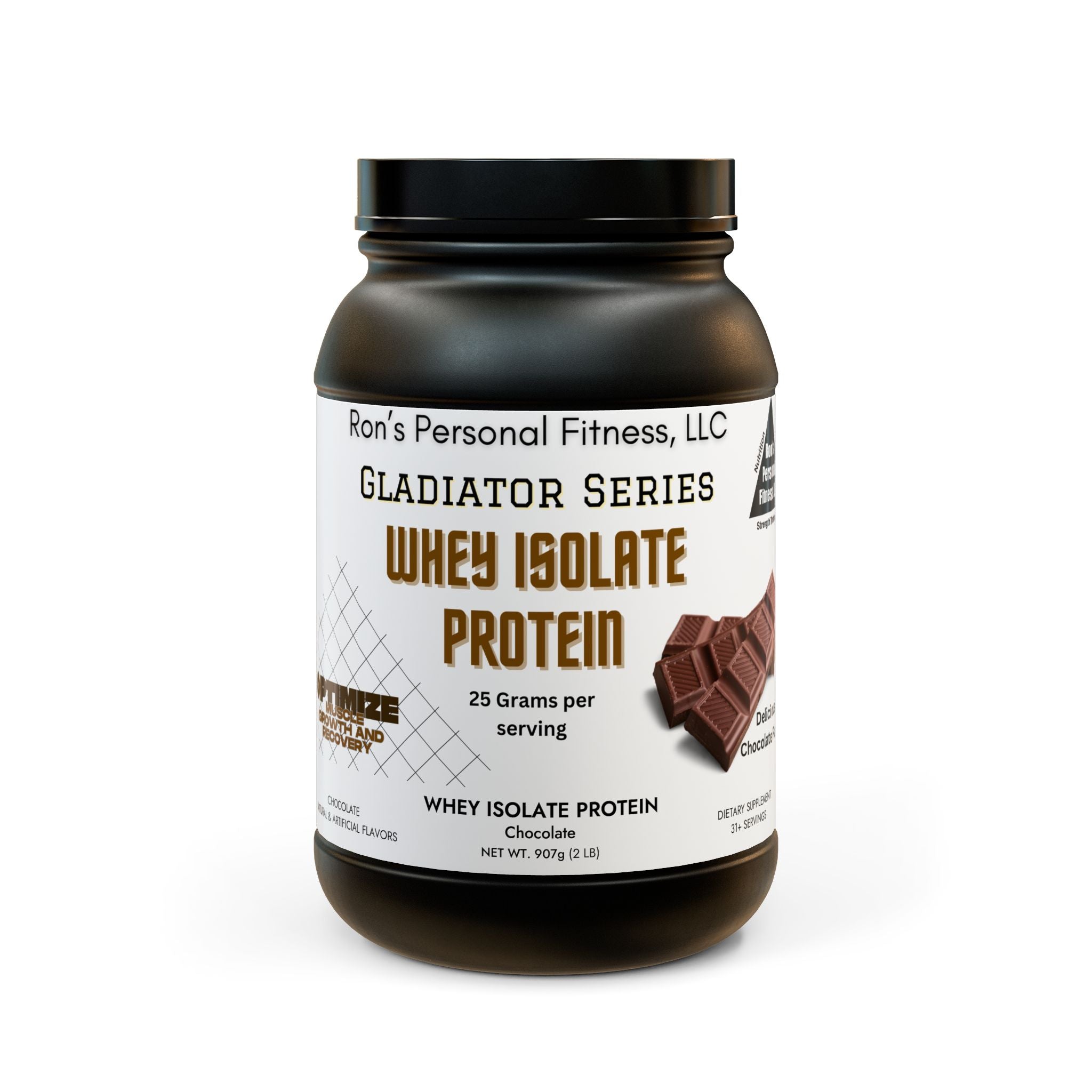 Gladiator Series Chocolate Whey Isolate Protein Supplement (907g, 2lb)