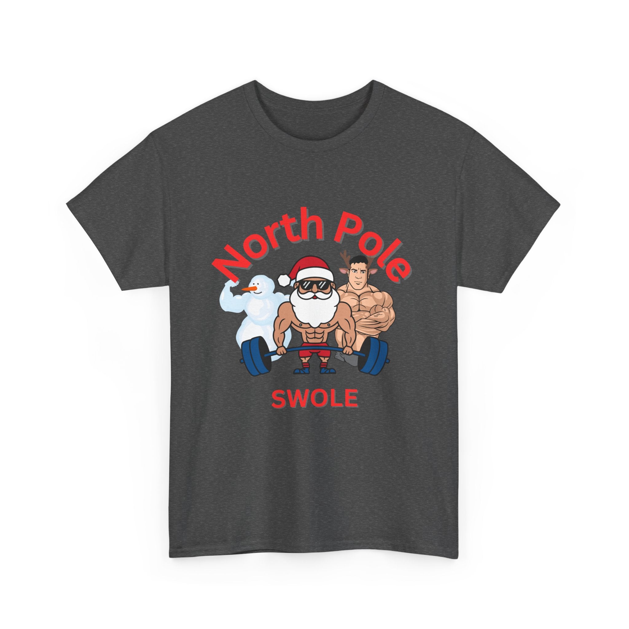 Funny North Pole Swole Gym Shirt Unisex Heavy Cotton Tee