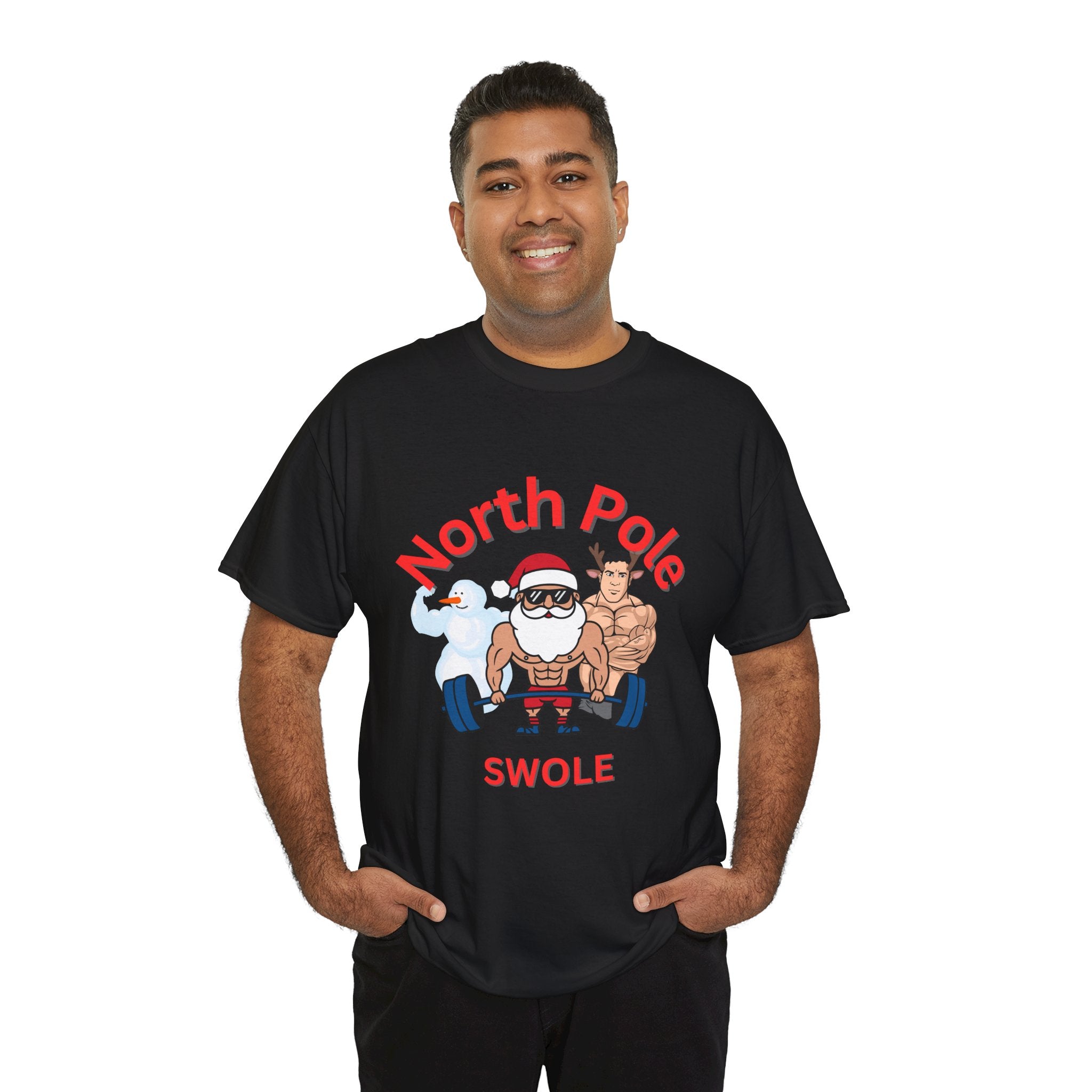 Funny North Pole Swole Gym Shirt Unisex Heavy Cotton Tee