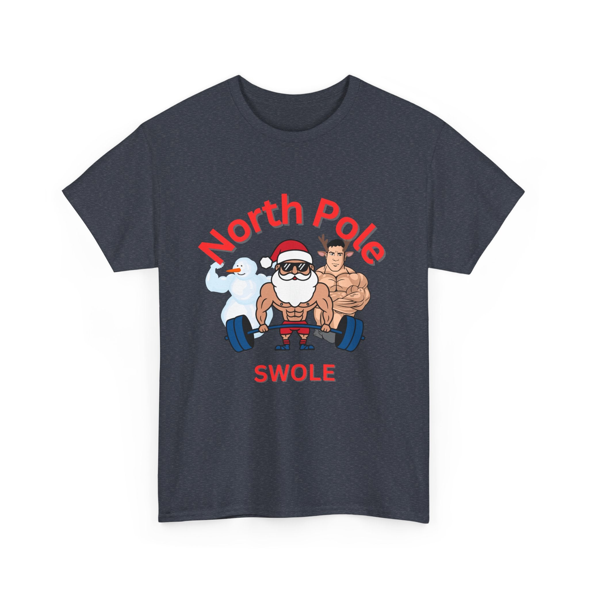 Funny North Pole Swole Gym Shirt Unisex Heavy Cotton Tee