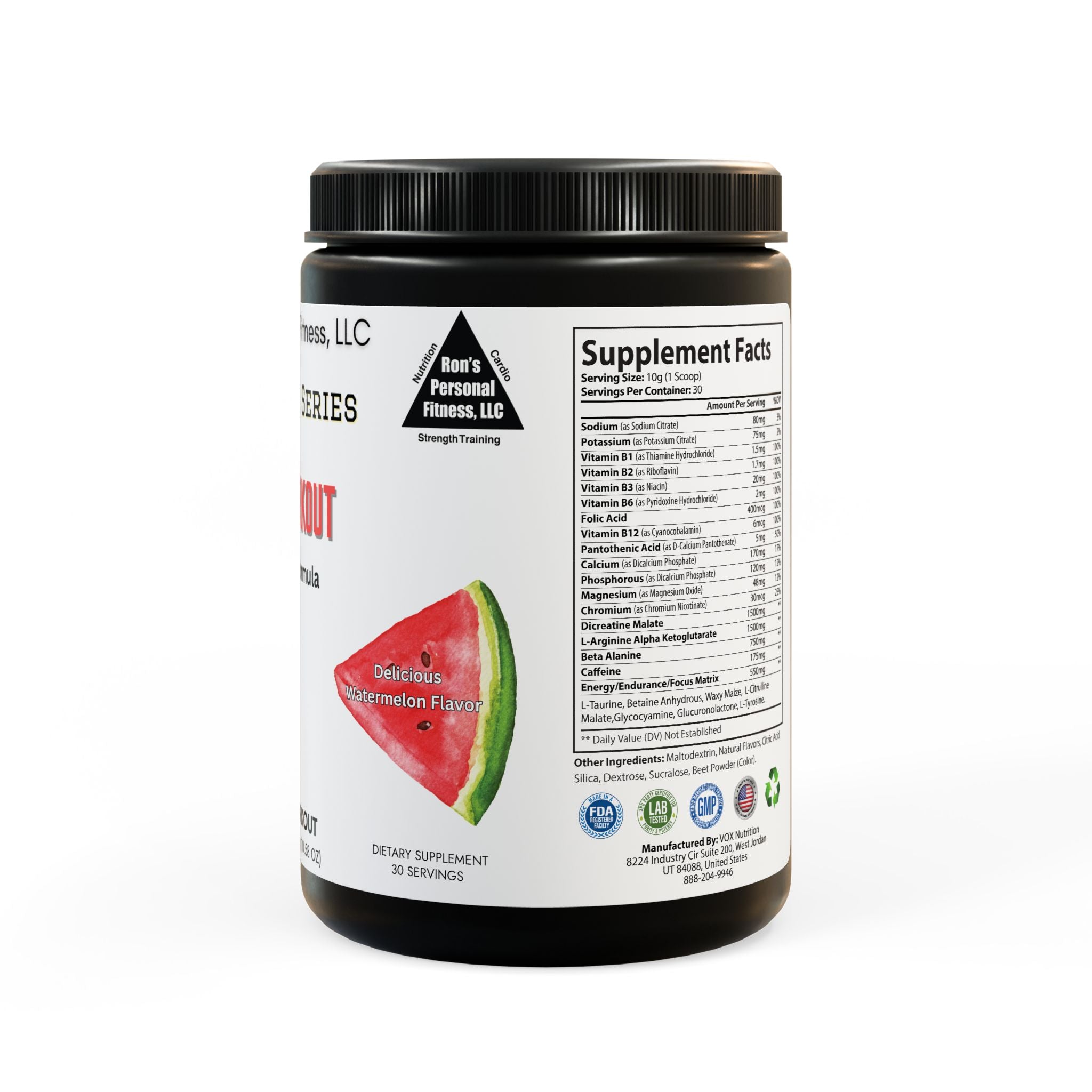 Gladiator Series Pre-Workout Supplement, Watermelon (300g, 10.58oz)