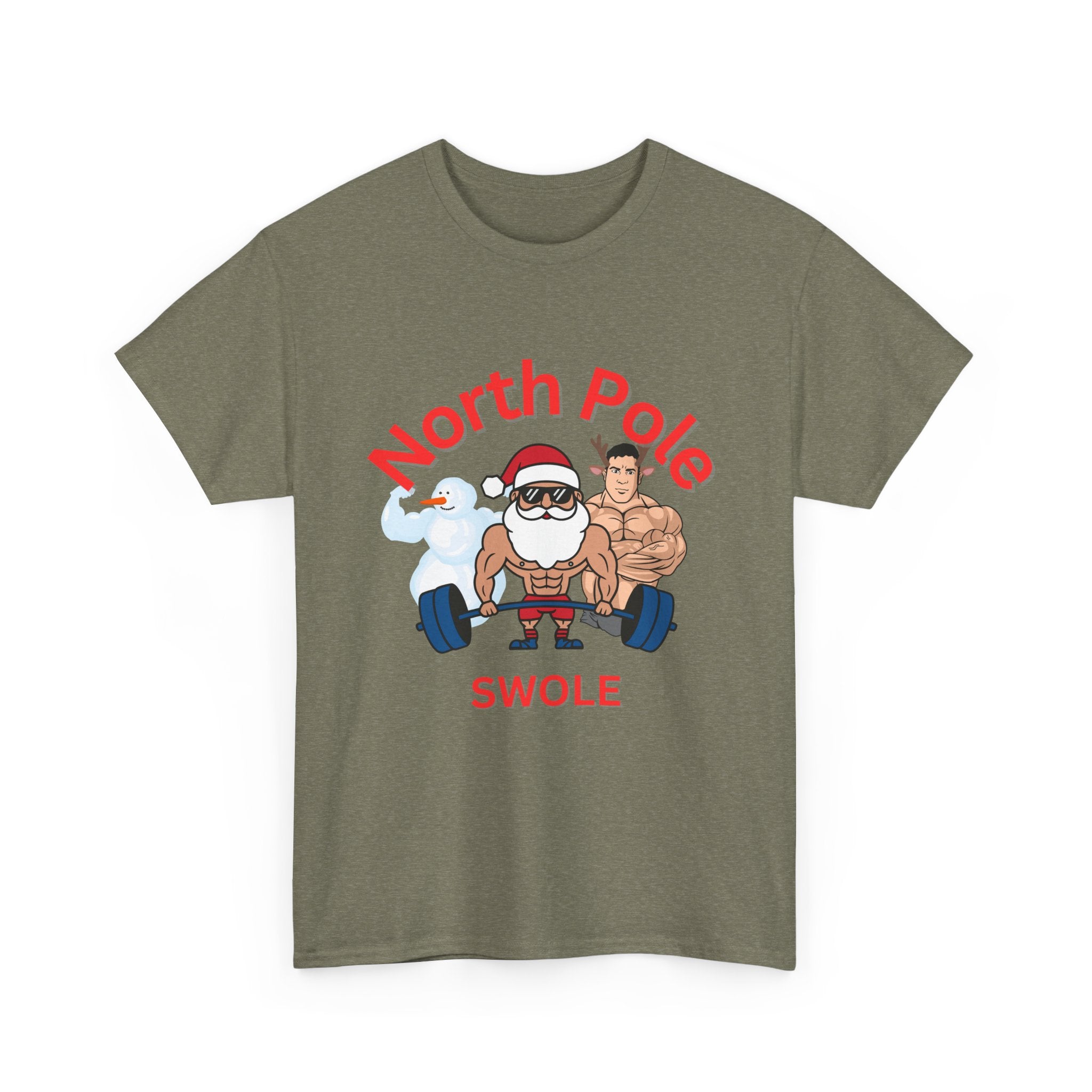 Funny North Pole Swole Gym Shirt Unisex Heavy Cotton Tee