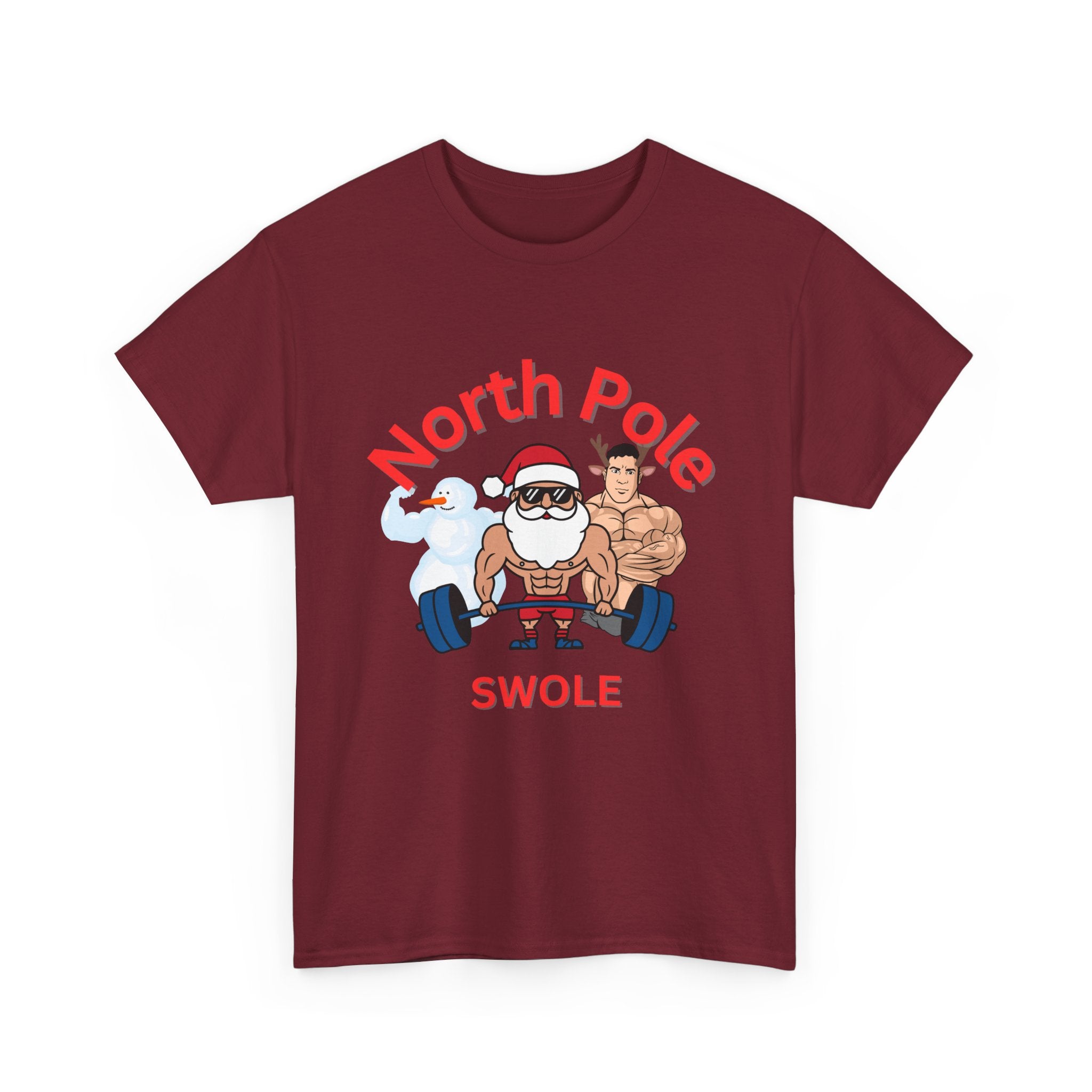 Funny North Pole Swole Gym Shirt Unisex Heavy Cotton Tee