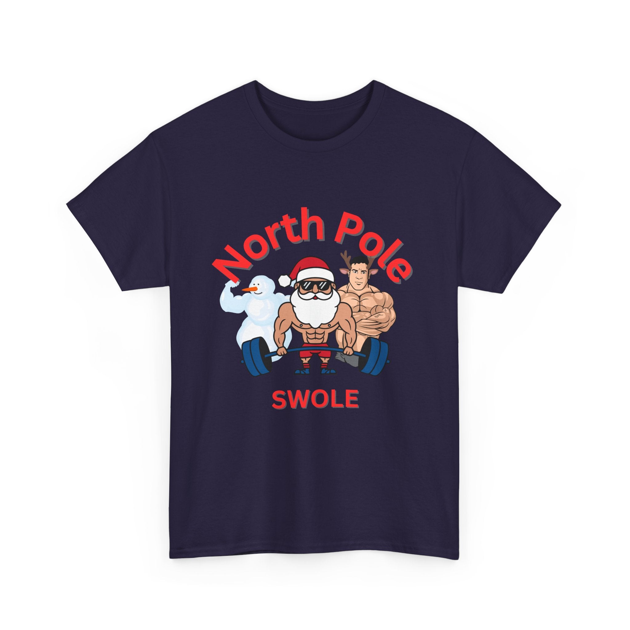 Funny North Pole Swole Gym Shirt Unisex Heavy Cotton Tee